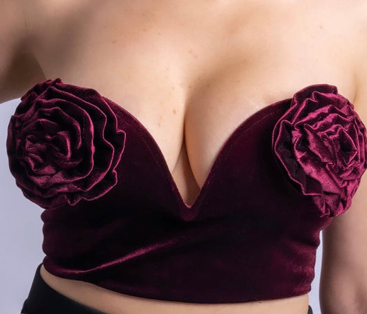 Blooming Crop Top Wine - Amarzi Boutique