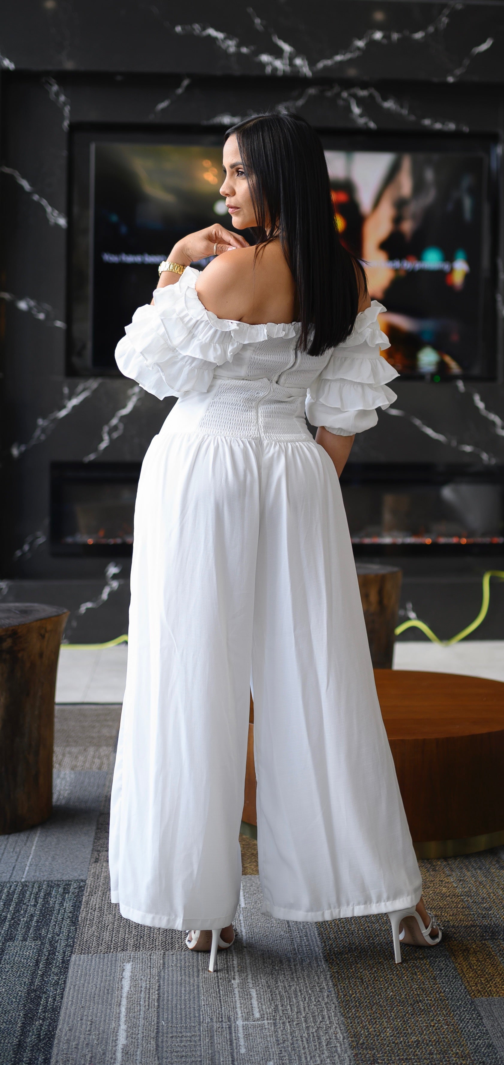 Unlimited Purity Ruffle Pant Set White - Amarzi Boutique